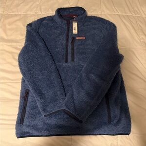 Vineyard Vines Men’s Moonshine Blue New England High Pile Fleece 1/4 Zip XL NWT